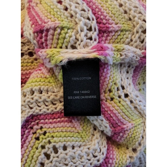 Torrid Women's Sz 6 Crochet Loose Knit Flutter Sleeve Zigzag Top Pink White EUC - Picture 14 of 16
